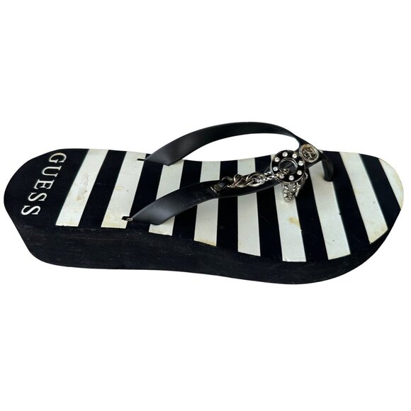 Guess Brand Women's Black White Striped Sandals w/Charms Size 9.5/10 (READ) - Picture 8 of 10